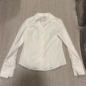 Calvin Klein White Button-Up Shirt size 2 Carolyn Bessette style